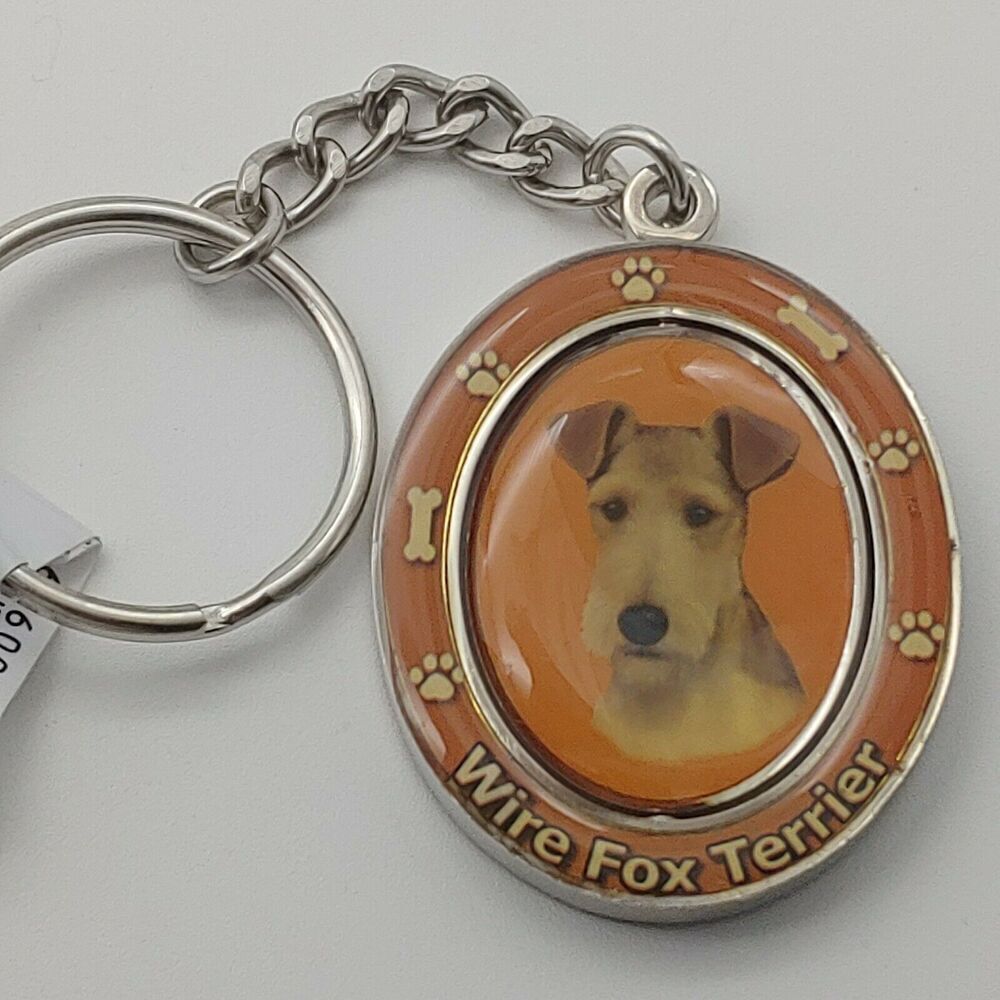 New Wire Fox Terrier Dog Breed 2 Sided Spinning Keychain - high quality metal - Picture 1 of 2